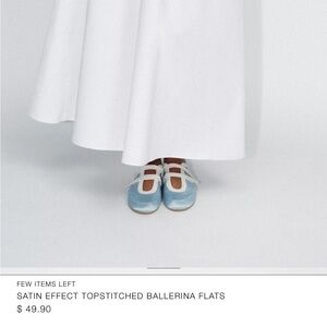 Satin Blue and White Velcro Flats